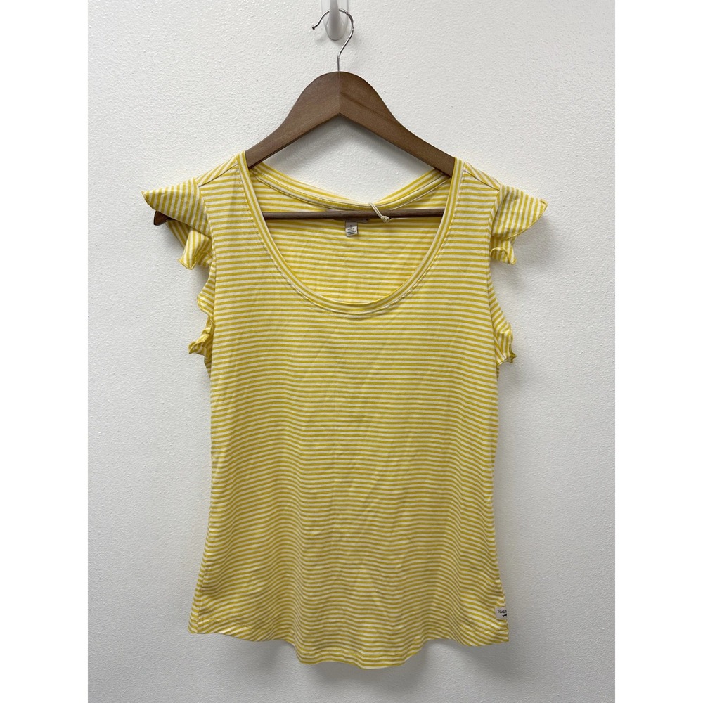 Toad & Co Rafflita Ruffle Sleeve Stripe T-Shirt Yellow Lemon S